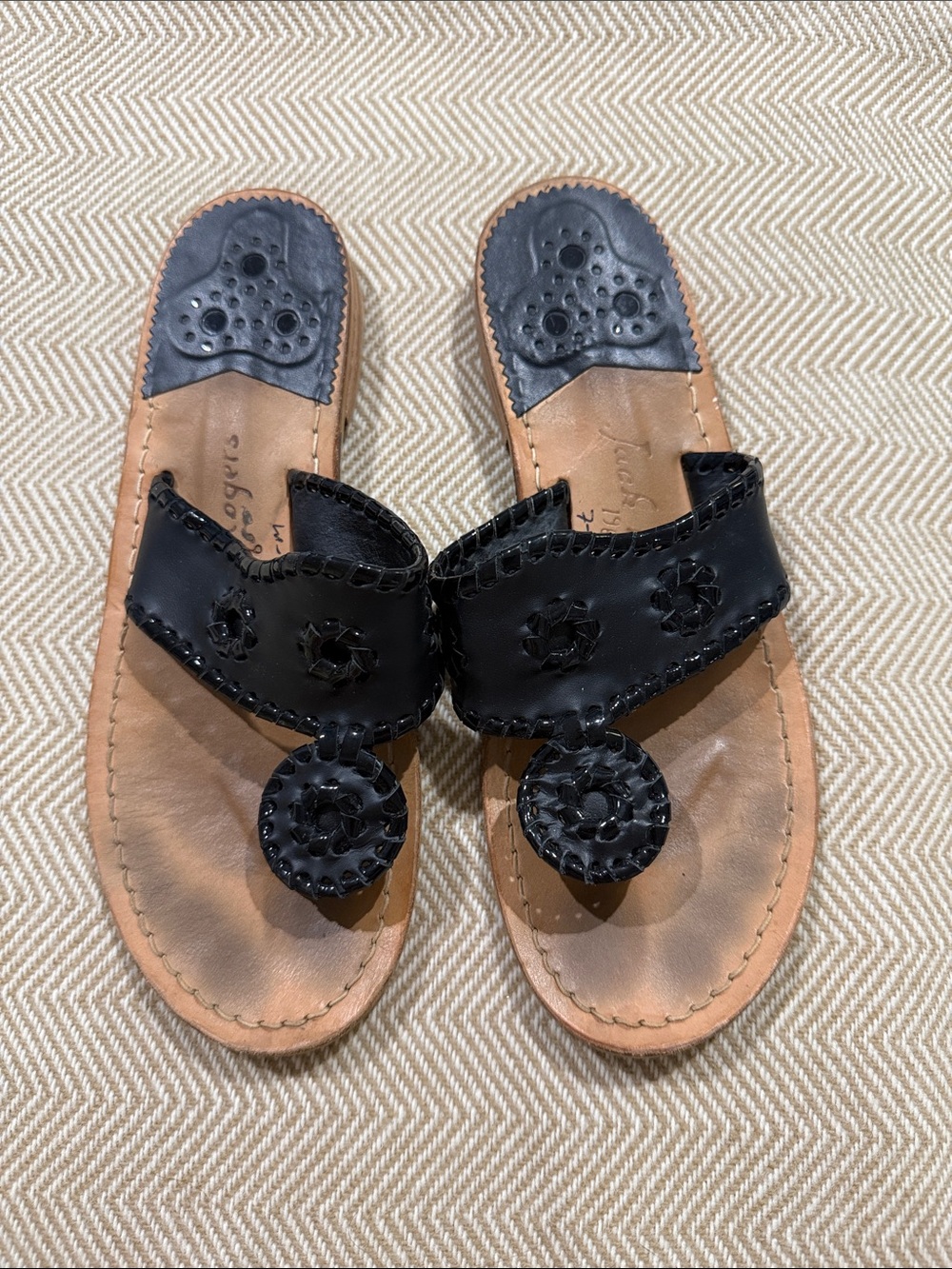 Jack Rogers Black Leather Sandals